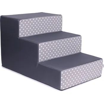 Schody a rampa pro psa Iridog Schody pro psy STEPPIE no.2 tmavě šedé s puntíkem v45 x š50 x d60 cm