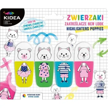 Zvýrazňovač Zvýrazňovače Kidea Animals Neon, 4 barvy