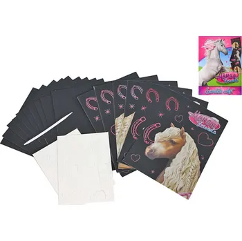 Figurka Vyškrabovací obrázky koníci Horse Friends set s perem a doplňky v krabičce