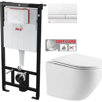 Klozet Předstěnový instalační systém s bílým tlačítkem M1710 + WC INVENA&nbsp;LIMNOS WITH SOFT, včetně soft/close sedátka AM101/1120 M1710 LI1