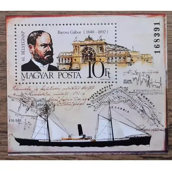 Poštovní známka Maďarsko ** aršík Bl 200A, Gábor Baross, Den známky, r. 1988