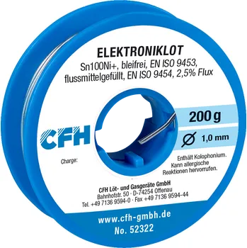 Páječka CFH Cínová pájka EL 322, ⌀ 1 mm, 200 g 52322