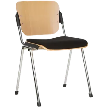 DELTA, židle konferenční, skořepina buk, látka černá, podnož chrom