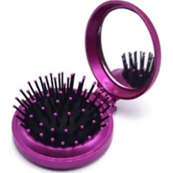 hřeben Metalický kartáč na vlasy | skládací hřeben se zrcátkem - Růžová