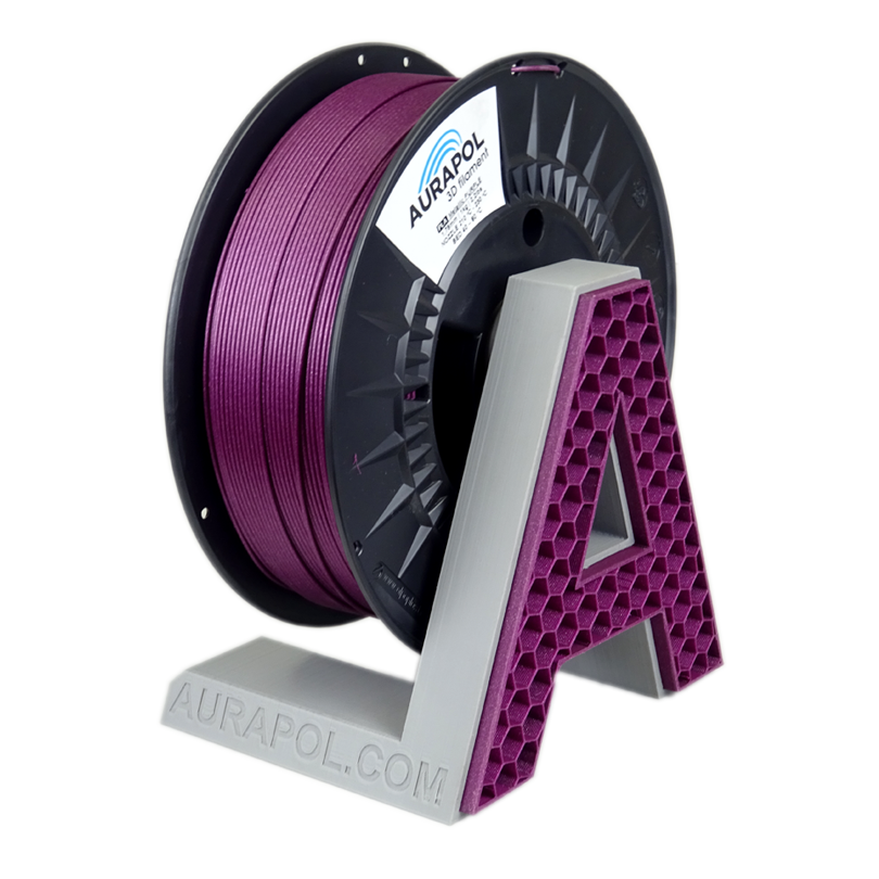 Filament AURAPOL PLA PURPUROVÁ METALÍZA 1,75 mm 1 kg.