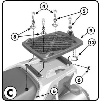 Zavazadlo na motocykl Nosič zadního kufru Monokey pro Suzuki Dl650/1000 2003-2011