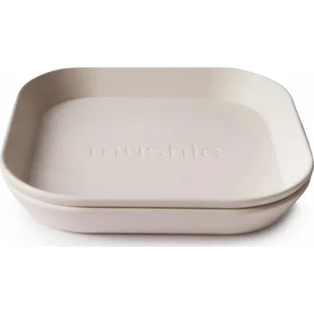 Talíř Mushie hranatý talíř 2 ks Barva: ivory