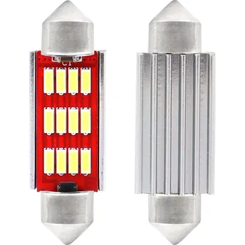 Autodoplněk LED sufit žárovky s chladičem 12 SMD CAN-BUS 4014 - délka 41 mm - bílé (2 ks) - Amio (01291)