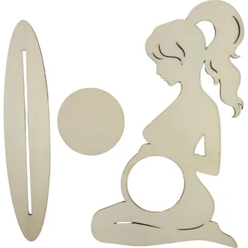 Dřevěná hračka Dřevěný výřez z překližky, KLEČÍCÍ MAMINKA, malý, 9x13,5cm, 3ks/sada