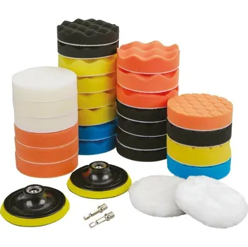 Brusný kotouč Lampa Molitanové leštící kotouče 100 mm, 31 ks, s unašeči na suchý zip |