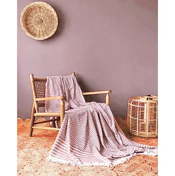 deka Tkaná bavlněná deka exclusive Lara hnědá 150x200cm TiaHome