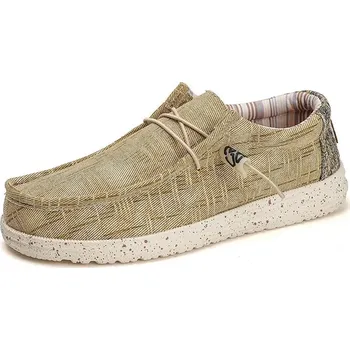 Pánské mokasíny Pohodlné nazouvací boty plátěné Barva: Khaki, Velikost: 41