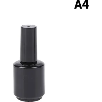 Lak na nehty Skleněná lahvička na lak na nehty s kartáčkem, 15ml - Zářivě černý