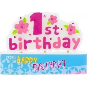 Dortová svíčka Svíčka 1. narozeniny růžová (Svíčka 1. narozeniny růžová)