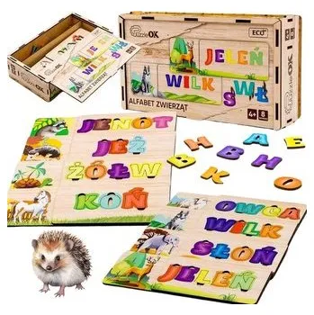 Dřevěná hračka Puzzle alfabet zwierzat