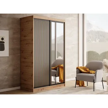 Šatní skříň Šatní skříň s posuvnými dveřmi Delia - 120 cm Barva: dub Artisan/Černá