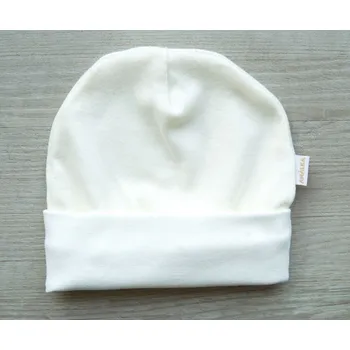 Kojenecká čepice AMÁLKA Bavlněná čepička přeložený lem, smetanová Velikost: 80-86