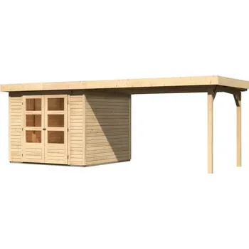 Zahradní domek KARIBU HOLZTECHNIK dřevěný domek KARIBU ASKOLA 3,5 + přístavek 280 cm (77720) natur LG3189