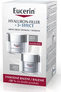 Eucerin Hyaluron-Filler + 3x Effect Duopack 2024 denní krém pro suchou pleť SPF15 + noční krém 2x 50 ml