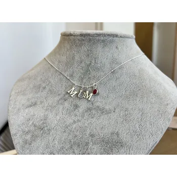 Náhrdelník Stříbrný personalizovaný náhrdelník s písmeny a kamenem měsíce narození Délka řetízku: 50 cm, Typ řetízku: Cable ( jednoduchý ), Měsíc narození: Říjen - Růženín (růžový) Ag 925/1000