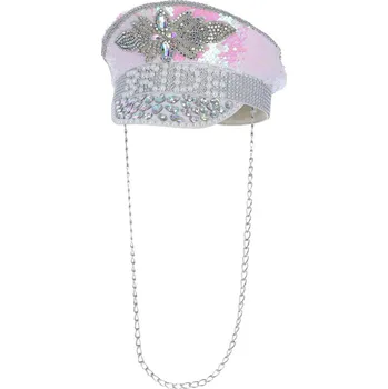 Kapitánská čepice Nevěsta s kamínky a řetízkem