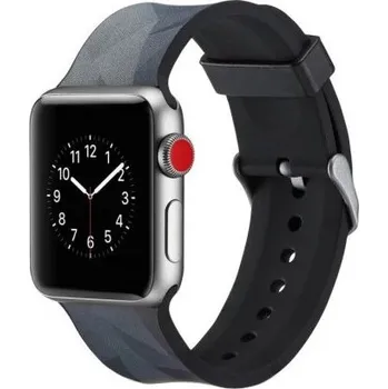 Řemínek na hodinky Silikonový řemínek s šedým vzorem pro Apple Watch 42mm / 41mm / 40mm / 38mm - černý