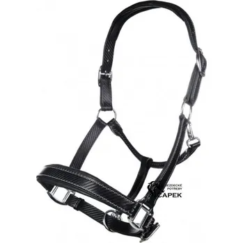 Kožená ohlávka HKM -CARBON- - Černá - Cob
