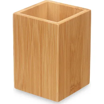 Držák na kartáček Berilo Bambusový kelímek na zubní kartáčky, čtvercový, 6,8 x 6,8 x 9,7 cm