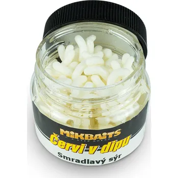 Návnadová surovina Mikbaits Červi v dipu 50ml - Smradlavý sýr