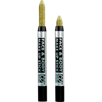 Karnevalový doplněk Make-up zlatá tužka s glittry