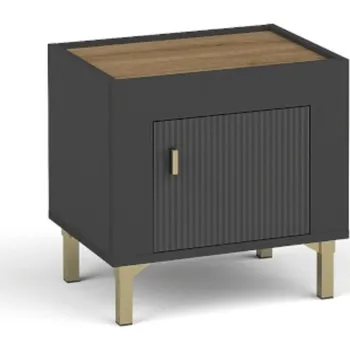 Noční stolek DOLMAR Noční stolek - MOSSA MO11, matná černá/dub whisky
