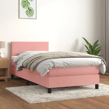 Ložnice vidaXL Box spring postel s matrací 80 x 200 cm samet [3141149] Barva: Růžová