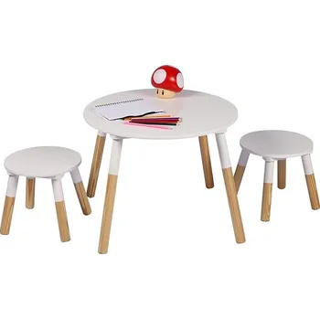 Zahradní nábytek DOCHTMANN Sada dětský stolek se dvěma židlemi kulatý, bílý
