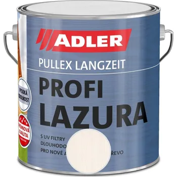 barva a nátěr na dřevo Adler Pullex Profi Tenkovrstvá lazura, bílá, 2,5 l 444910417002