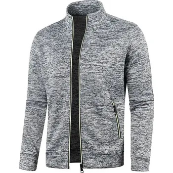 Pánský svetr Pánský cardigan s kontrastním zipem Barva: Světle Šedá, Velikost: XL