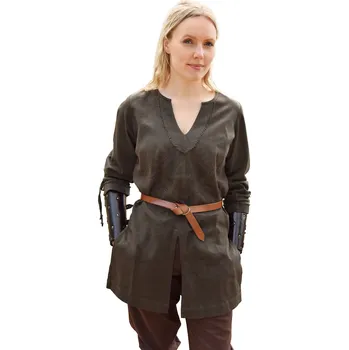 Karnevalový kostým Battle Merchant Dámská tunika Ylva, olivově zelená