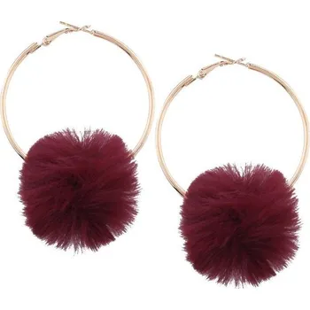 Náušnice Flamenco Mystique Náušnice s bambulkami, červené, z obecných kovů, 7.5 cm délka