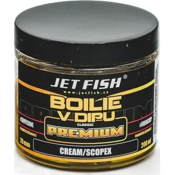 Boilies JET FISH Boilie v dipu PREMIUM CLASSIC 20mm 200ml - Cream/scopex