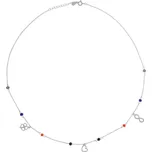 Argento 91897 Stříbrný náhrdelník - čtyřlístek, srdíčko, nekonečno, barevný plast, délka 43 až 46 cm