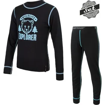 Set dětského termoprádla komplet dětský SENSOR DOUBLE FACE WILD set černý (komplet dětský SENSOR DOUBLE FACE WILD set černý)