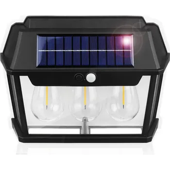 Venkovní osvětlení Solární nástěnné světlo 3 LED s detektorem pohybu RETRO 38W 1800mAh 600LM 120° (Praktické, RETRO světlo s integrovaným solárním panelem a detektorem pohybu)