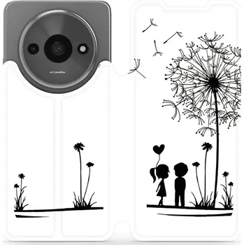 Pouzdro na mobilní telefon Flipové pouzdro Mobiwear - Xiaomi Redmi A3 - MH16P Dvojice s pampeliškou (Knížkové flip pouzdro, obal, kryt na mobil Xiaomi Redmi A3 - MH16P Dvojice s pampeliškou, materiál Umělá kůže + TPU - ochrana 360°, stojánek, silikonová vanička, magnetické zavírání