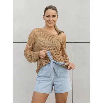 Dámské kraťasy BudesIN Světle modré džínové krťasy Andi s páskem Velikost: M