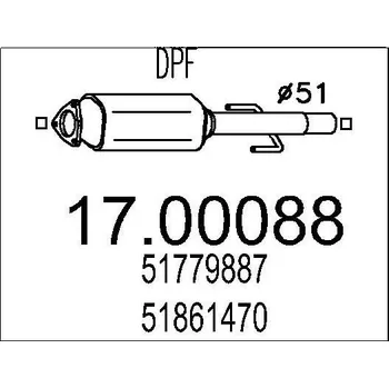 Filtr pevných částic Filtr pevnych castic, vyfukovy system MTS 17.00088