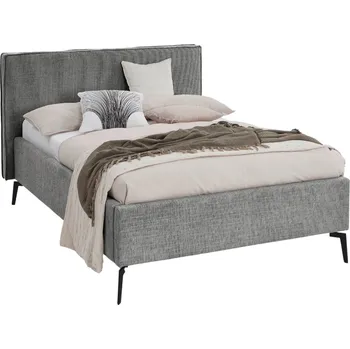 Postel Šedá čalouněná dvoulůžková postel Meise Möbel Riva 140 x 200 cm s úložným prostorem