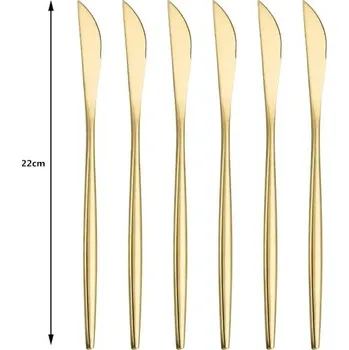 Příbor Nerezový příbor ve zlaté barvě sada 6 ks - jídelní nůž 6 ks