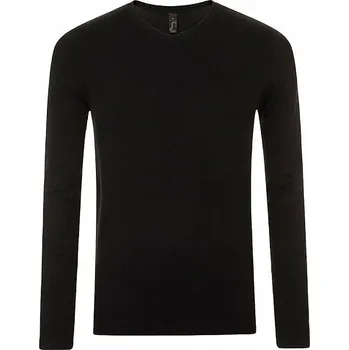 Pánský svetr Sol's Přiléhavý pánský pletený svetr Glory s výstřihem do véčka Barva: Černá, Velikost: XXL L01710