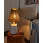 Stolní lampa bílá keramika 24 x 24 x 51 cm přírodní proutěné papírové stínítko noční stolek obývací pokoj osvětlení ložnice Beliani