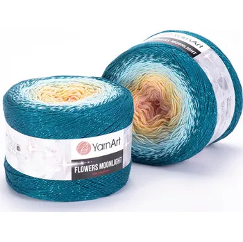 Galanterie Yarn Art Příze Flowers Moonlight 3270 meruňková, žlutá, ledově tyrkysová, tmavě zelená