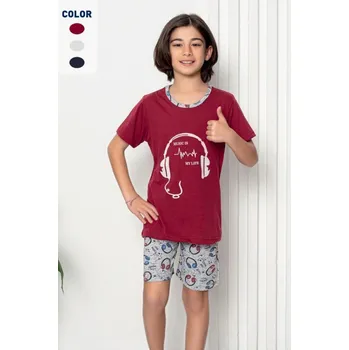 Dětské pyžamo CHRISTINA 12263 MUSIC bordó chlapecké - 158